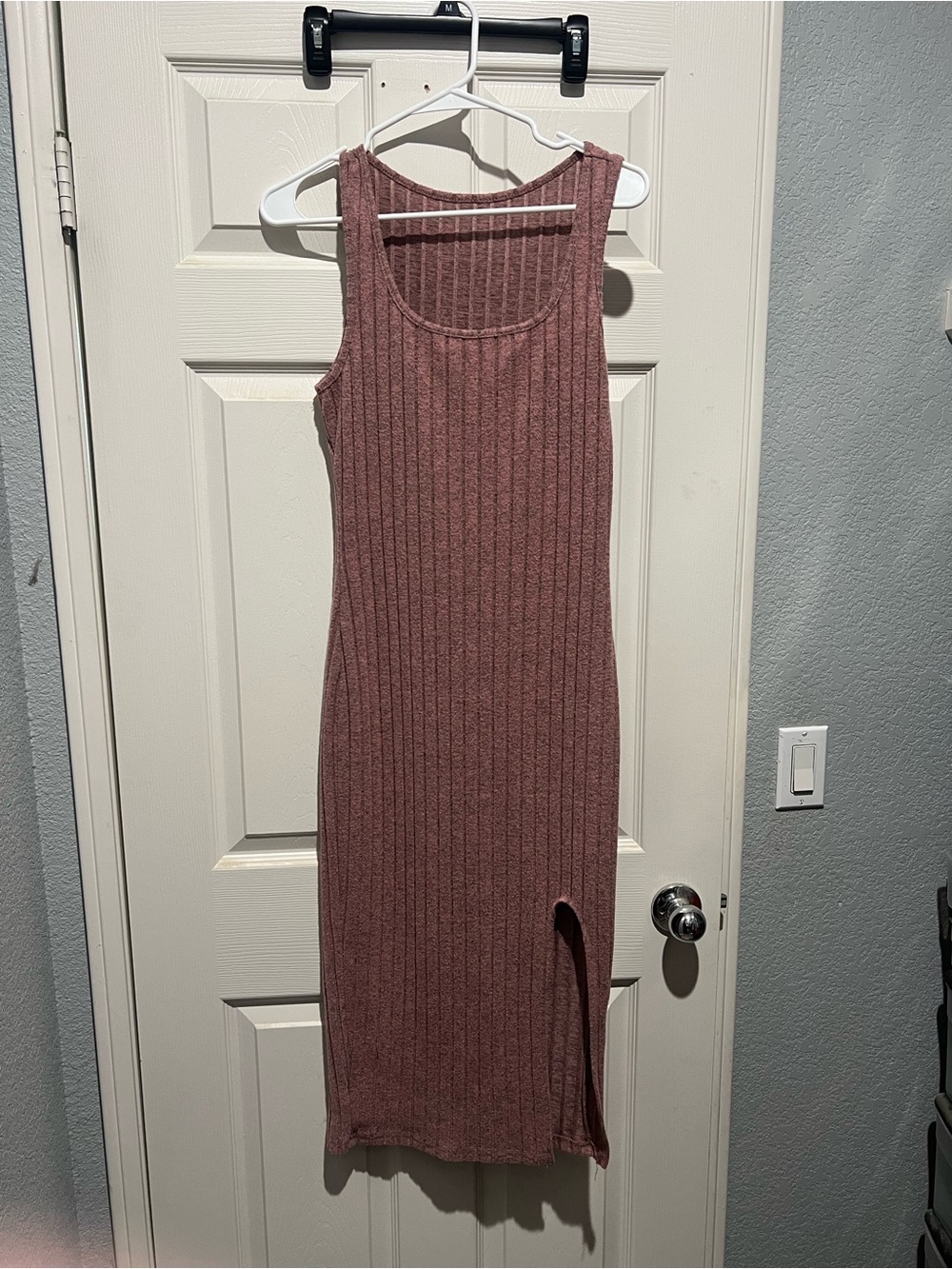 SHEIN Ribbed Sleeveless Midi Dress in Dusty Rose